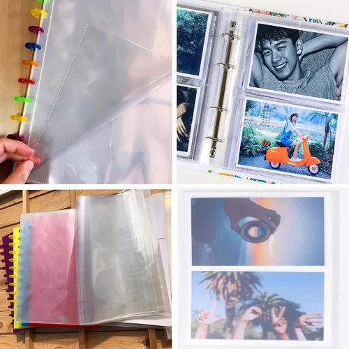 Vista 7 de Paquete de 25 hojas de repuesto para álbumes de fotos, fundas para 50 fotos, fundas para fotos de 5 x 7 pulgadas, 7 bolsillos para carpetas
