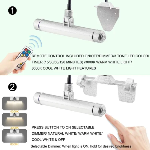 Vista 3 de BIGMONAT Luz de imagen recargable por USB, luz LED inalámbrica con control remoto, luz de pintura giratoria, cabezal de 3 modos de iluminación