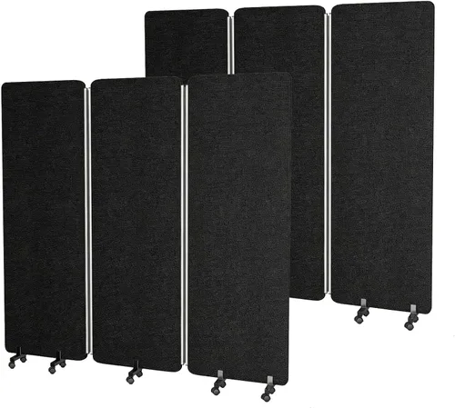 Vista 10 de Divisor de ambientes insonorizado, panel de privacidad con ruedas, divisor de pared de 4 paneles (marco de aluminio) para división de habitaciones
