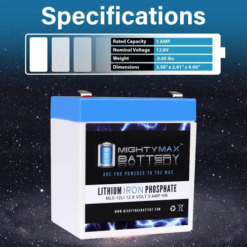 Vista 4 de Batería de repuesto de litio de 12V 5AH compatible con Power Sonic PS-1250
