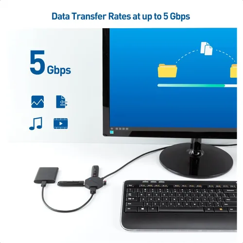 Vista 3 de Cable Matters Hub USB Ultra Mini de 4 puertos con cable de extensión largo de 4 pies, concentrador USB 3.0 con múltiples puertos para una velocidad