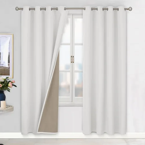 Vista 26 de BGment - Cortinas blackout blancas para dormitorio de 84 pulgadas de largo, juego de 2 paneles, cortinas para dormitorio con aislamiento térmico