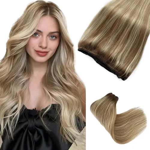 Vista 20 de Extensiones adhesivas rubias de cabello humano brasileño grado 9A, #60 rubio platino, cinta en 12 pulgadas, 20 unidades por juego, extensiones