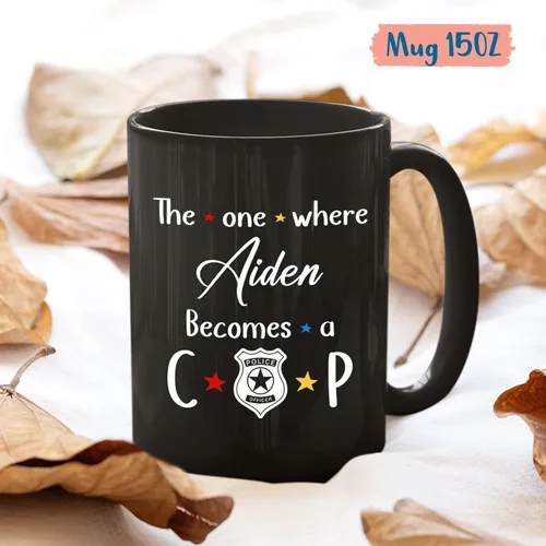 Vista 5 de Taza de café The One Where Becomes a Cop, regalos personalizados para oficial de policía, policía, aplicación de la ley, taza de café Future Cop