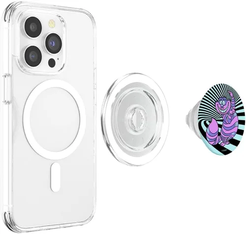 Vista 4 de Disney Alicia en el país de las maravillas Cheshire Cat Neon Stripes PopSockets MagSafe PopGrip para iPhone