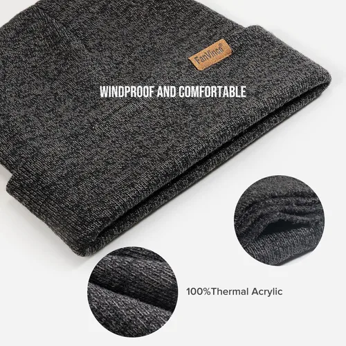 Vista 4 de Beanie for Men Winter Thermal Cuffed Knit Hat Warm Gifts Womens Beanies