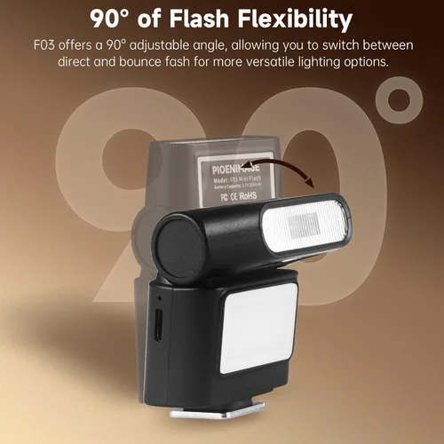 Vista 4 de Mini cámara flash Speedlite con luz de video, GN8 6500K flash externo ajustable, soporte universal de zapata caliente de un solo contacto