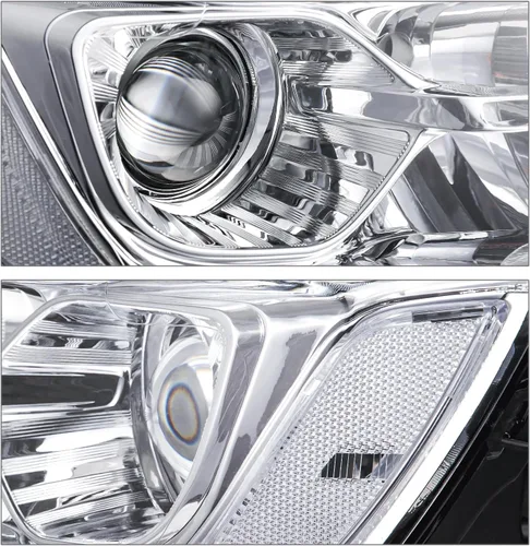 Vista 4 de M-AUTO Conjunto de faros delanteros de proyector con bombillas halógenas compatible con Jeep Grand Cherokee 14-16 Pre Facelift, faros estilo OE