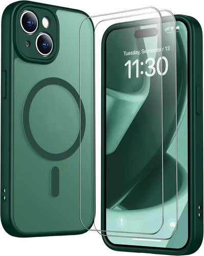 Vista 234 de SPIDERCASE Funda magnética translúcida diseñada para iPhone 11, con 2 protectores de pantalla de vidrio templado, antihuellas, para iPhone 11 de 6.1