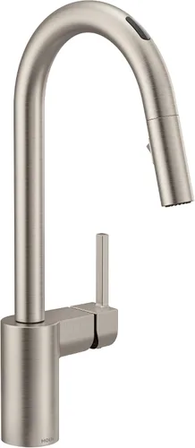 Vista 17 de Moen Align 5923BLS Grifo de cocina desplegable con resorte de una sola manija de acero inoxidable con aerosol desplegable y Power Boost, grifo