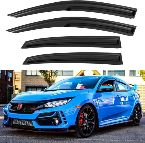 Vista 132 de YQAUTEC - Viseras para ventana, protectores contra la lluvia, compatibles con Subaru WRX 2015-2021, deflectores de viento para ventanas, viseras