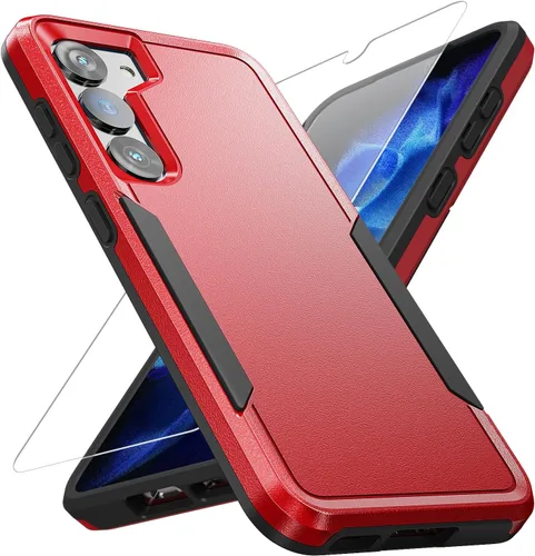 Vista 8 de Funda para Samsung Galaxy S23 con protector de pantalla HD, doble capa de grado militar probada contra caídas, resistente, a prueba de golpes, Negro