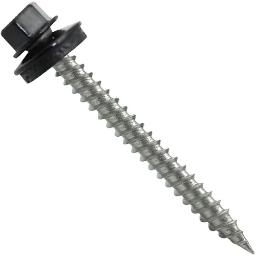 Vista 20 de 9 x 1 ABC Gray Stainless Steel Metal Roofing Screws - Hex Washer Head - Self-Piercing (SP) tip Metal to Wood siding Screws - EPDM Washer. 1 x 250