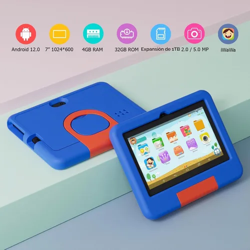 Vista 7 de Tablet para niños, tableta Android de 7 pulgadas para niños, 4GB RAM 32GB ROM expandible hasta 1TB, tabletas para niños pequeños con control