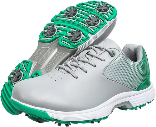 Vista 12 de THESTRON - Zapatos de golf para hombre con malla transpirable, zapatillas deportivas para caminar, 7 tacos, entrenadores de golf Negro