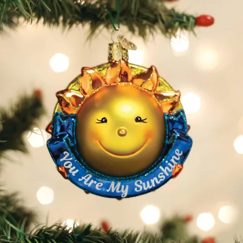 Vista 5 de Old World Christmas You are My Sunshine - Adorno de cristal soplado para árbol de Navidad, decoración navideña hecha a mano, colección de refranes