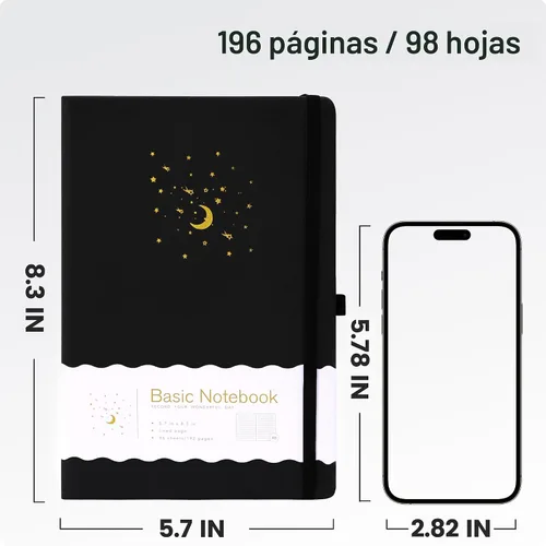 Vista 7 de CAGIE Cuaderno rayado para trabajo, cuaderno de tapa dura para escribir, mujeres y hombres, diario para tomar notas con lazo para bolígrafo
