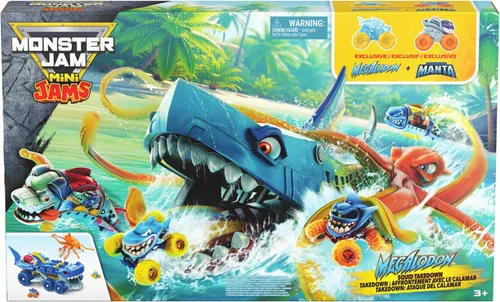 Vista 9 de Monster Jam Mini Jams Megalodon Squid Takedown Monster Trucks Playset Multicolor
