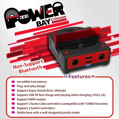 Vista 3 de Brook Power Bay Crimson - Soporte portátil y de carga rápida, estación de acoplamiento para interruptor NS, compatible con interruptor