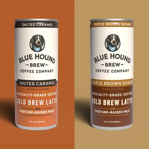Vista 6 de Blue Hound Brew Cold Brew Latte Variety Pack Maple Brown Sugar + Salted Caramel 12 Cans (8 fl oz) Specialty-Grade Cold Brew, Organic Whole