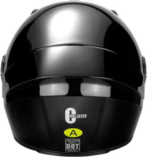 Vista 4 de Casco de motocicleta de cara completa para adultos con aprobación DOT, Casco ligero y aerodinámico de bicicleta de calle negro brillante para Brillo
