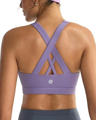 Vista 16 de RUNNING GIRL - Sujetadores deportivos para mujer, sujetadores deportivos con tiras acolchadas y espalda cruzada de apoyo medio con copas extraíbles