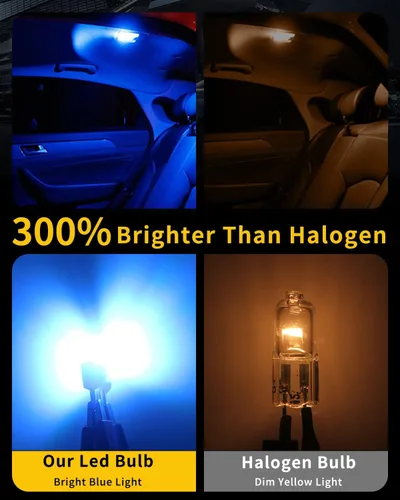 Vista 2 de YM E-Bright T10 194 - Luces LED para interior de automóvil, 168 W5W, 3030 chips 2825, bombilla LED, cúpula, mapa, puerta de maletero, luz de azul