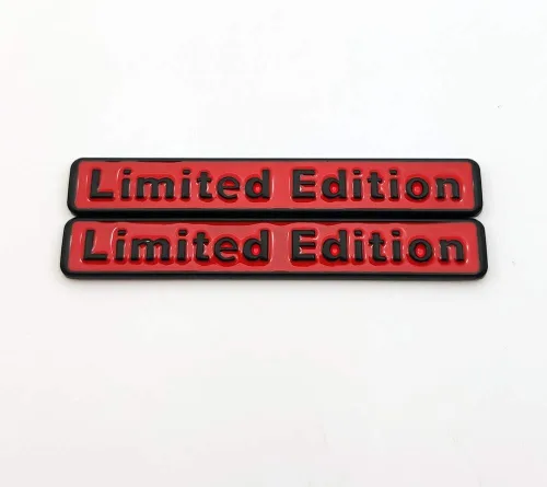 Vista 8 de 2 calcomanías de metal 3D de edición limitada con logotipo de alta calidad para guardabarros laterales de automóvil, calcomanías para maletero rojo