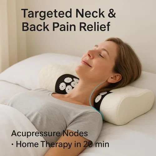 Vista 5 de Almohada de acupresión – Soporte cervical de espuma viscoelástica para alivio del dolor de cuello y espalda – Dispositivo de masaje terapéutico