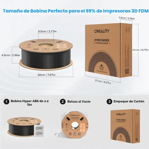 Vista 8 de Creality - Filamento Hyper ABS oficial para K1/K1 Max/K1C, de 1/16 pulgadas, apto para mayoría de impresoras 3D de alta velocidad, práctico