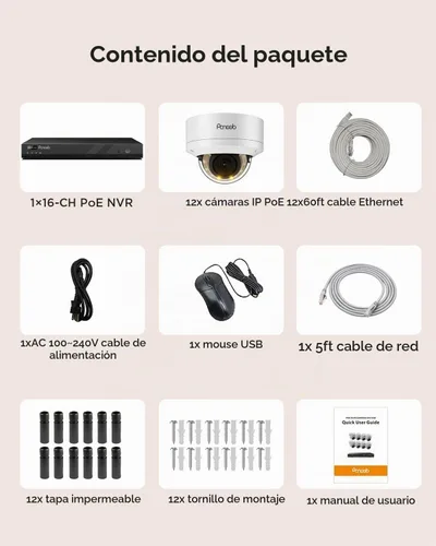 Vista 9 de Sistema de cámara de seguridad de 16 canales 4K con disco duro de 4 TB, PD54Y1216-8M