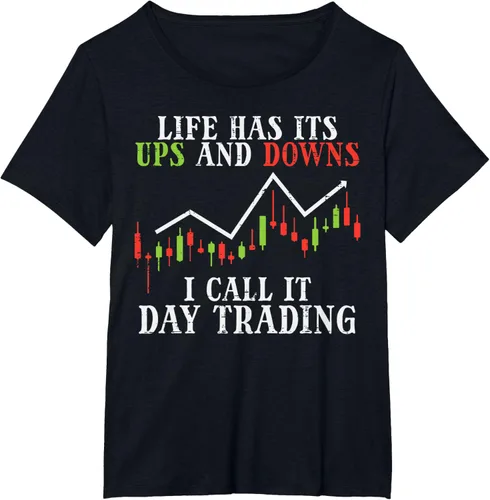 Vista 69 de Life Ups And Downs Day Trading Crypto Stock Market Trader T-Shirt, Negro
