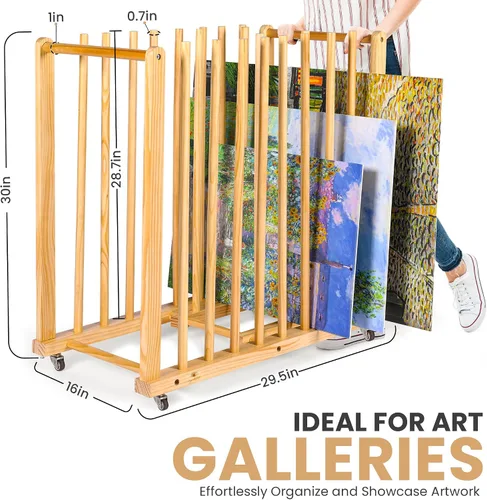 Vista 7 de Estante de almacenamiento de arte y estante de arte para organizador de almacenamiento de estudio para lienzos, estante de secado de pintura