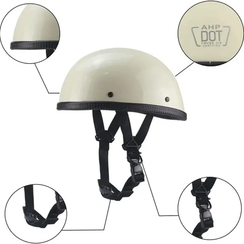 Vista 7 de Beanie - Casco de motocicleta de estilo alemán, ultrafino, casco eléctrico pequeño, casco eléctrico pequeño, aprobado por DOT, para hombres