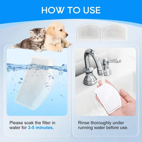 Vista 4 de Filtro de fuente de agua para gatos, paquete de 10 filtros de repuesto compatibles con ORSDA D60 100 oz/3L fuente automática para gatos y mascotas
