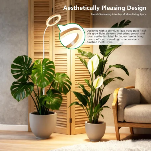 Vista 2 de SDOVUERC Luz de crecimiento de espectro completo con soporte para plantas de interior, luz de plantas de suelo, temporizador de 6/12/18H, 3 modos