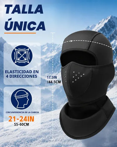 Vista 7 de Pasamontañas transpirable para hombres y mujeres, máscara de esquí movible Negro