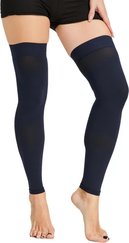 Vista 8 de TOFLY® Medias de compresión altas hasta el muslo sin pies para mujeres y hombres, 1 par, opaco, manguera de soporte de 15-20 mmHg de compresión