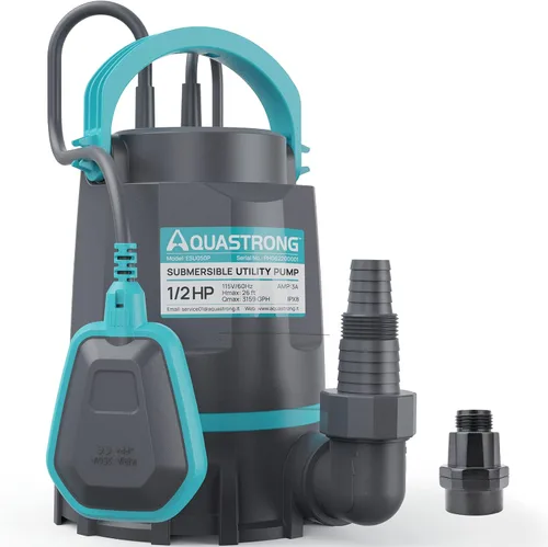 Vista 9 de AQUASTRONG Bomba de sumidero de 1 HP Bomba de agua sumergible de 4500 GPH