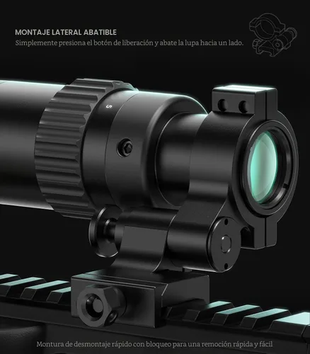 Vista 3 de Feyachi M36 1.5X - Lupa óptica de punto rojo 5X con montaje abatible a lateral Aumento de 1.5X - 5X con montaje abatible a lateral