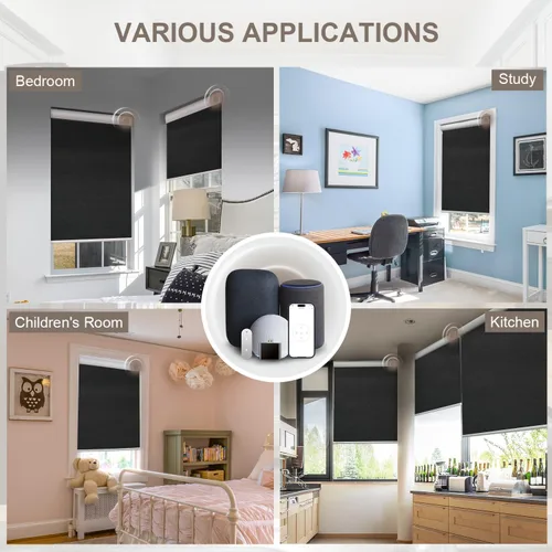 Vista 7 de Persianas motorizadas con control remoto, persianas enrollables automáticas inalámbricas para ventanas, persianas eléctricas inteligentes opacas