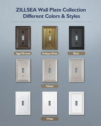 Vista 7 de Placa de pared combinada de metal, 1 palanca/1 decorador, cubiertas de enchufe para interruptores, bronce envejecido decorativo, 2 segmentos, 1