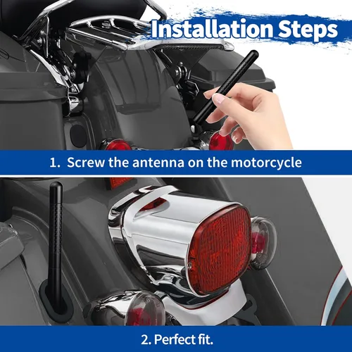 Vista 4 de Bingfu Antena de fibra de carbono para motocicleta, repuesto de antena de radio de motocicleta, paquete de 2 unidades compatible con motocicleta