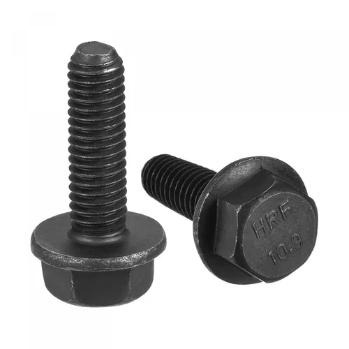 Vista 8 de uxcell Tornillos métricos de brida hexagonal M6x12mm, 20 tornillos de cabeza hexagonal de acero al carbono de grado 10.9