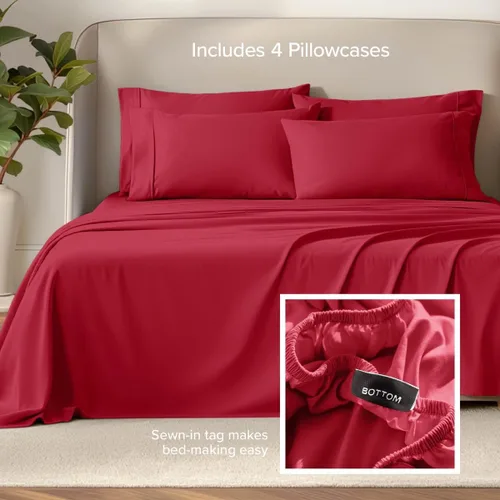 Vista 125 de Bare Home Sheet Set 1800 Ultra-Soft with 2 Pillowcases (Twin XL, Dark Blue)