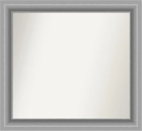 Vista 175 de Amanti Art Espejo de baño plateado para sobre fregadero, 26 x 26 pulgadas, espejo cuadrado de níquel pulido, marco de madera tradicional mediano, se