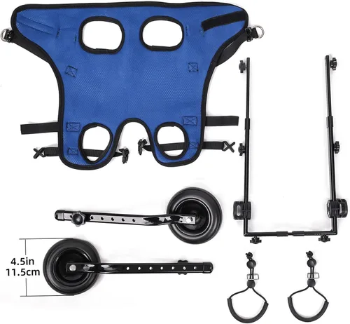 Vista 4 de Silla de ruedas ajustable para perro, scooter ligero para patas traseras, perros con un máximo de 22 libras, silla de ruedas para perros