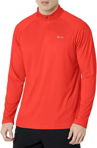 Vista 7 de Men's UPF 50+ Rash Guard 1/4 Zip Stand Collar Swim Shirt Long Sleeve Berry Conservar