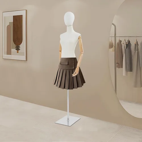 Vista 9 de Adjustable Female Dress Form Mannequin with Detachable Head, Metal Stand (55-80''), Wooden Hands for Jewelry & Clothing Display - Black, Perfect for