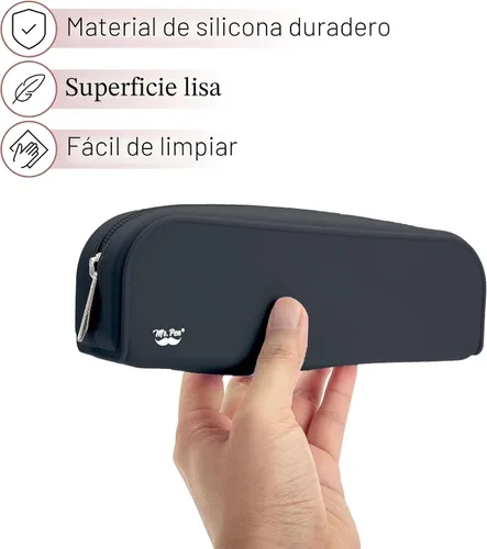 Vista 3 de Mr. Pen - Estuche de silicona para lápices, estuche para lápices negro, estuche pequeño para lápices, estuche para lápices estético Bolsa